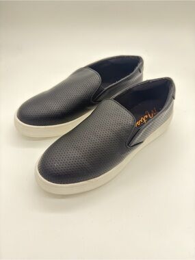 Matisse Black Perforated Slip-On Sneakers with White Sole